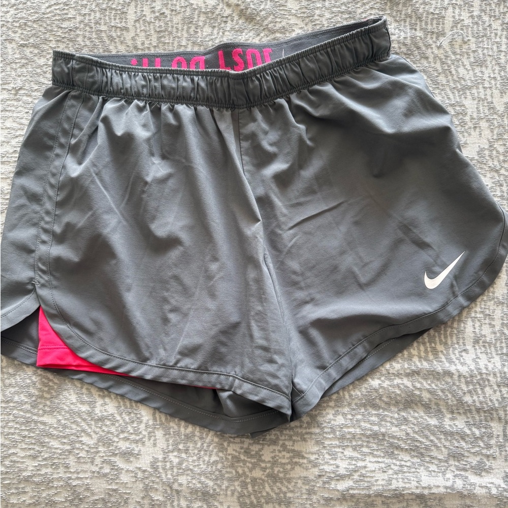 Nike Women's Gray and Pink Athletic Shorts